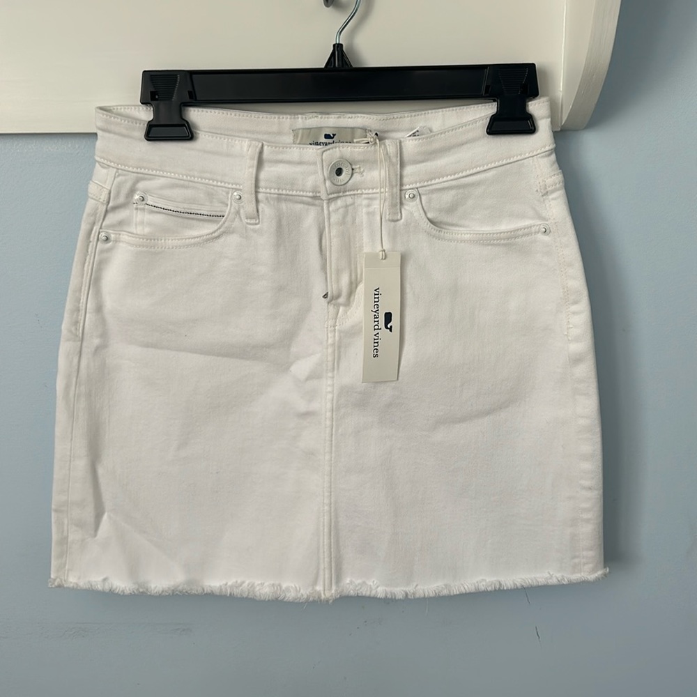 Vineyard Vines women’s white cut off denim mini skirt 0 BNWT